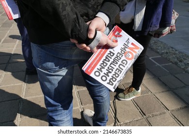 Bergamo, Italy: 25 March 2022: Fridays For Future, Peoples Manifestation For The Climate Change In Bergamo, Lombardy, Italy