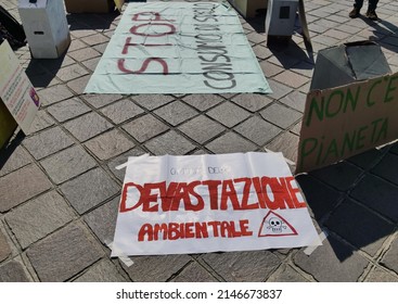 Bergamo, Italy: 25 March 2022: Fridays For Future, Peoples Manifestation For The Climate Change In Bergamo, Lombardy, Italy