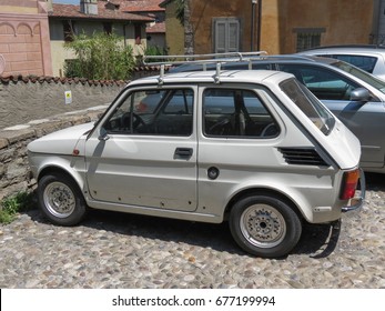 BERGAMO, ITALY - CIRCA JULY 2017: off white Fiat 126 car