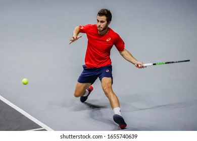 Bergamo, Italy, February 22 2020 Hugo Gaston During ATP Bergamo Challenger Tennis Internationals