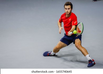 Bergamo, Italy, February 22 2020 Hugo Gaston During ATP Bergamo Challenger Tennis Internationals