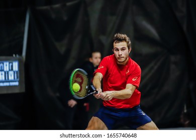 Bergamo, Italy, February 22 2020 Hugo Gaston During ATP Bergamo Challenger Tennis Internationals