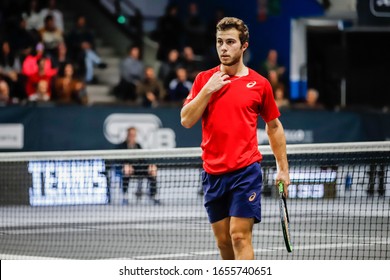 Bergamo, Italy, February 22 2020 Hugo Gaston During ATP Bergamo Challenger Tennis Internationals