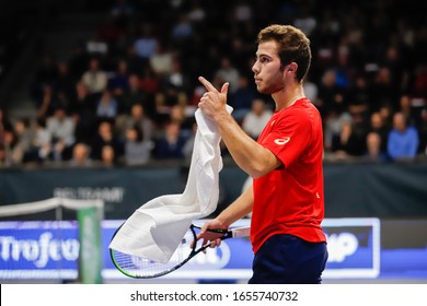 Bergamo, Italy, February 22 2020 Hugo Gaston During ATP Bergamo Challenger Tennis Internationals