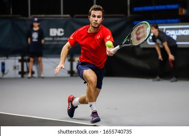 Bergamo, Italy, February 22 2020 Hugo Gaston During ATP Bergamo Challenger Tennis Internationals