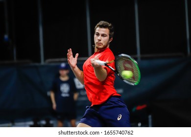 Bergamo, Italy, February 22 2020 Hugo Gaston During ATP Bergamo Challenger Tennis Internationals