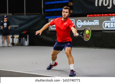 Bergamo, Italy, February 22 2020 Hugo Gaston During ATP Bergamo Challenger Tennis Internationals