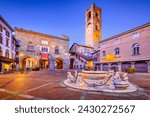 Bergamo, Italy - Piazza Vecchia in Citta Alta, morning twilight, beautiful historical town in Lombardy