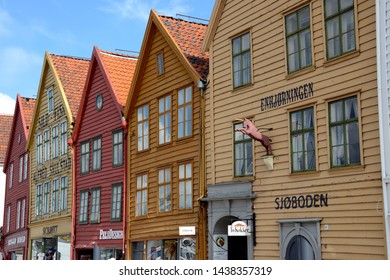 Bergen, Norway, 08/05/2012
Historic Wooden Facades Of Hansa Buildings In Bergen, Norway