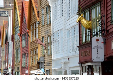 Bergen, Norway, 08/05/2012
Historic Wooden Facades Of Hansa Buildings In Bergen, Norway