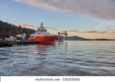 Bergen, Norway - 11.17.2019: The Seabed Worker Is A DP2 Modern And Flexible MPSV With A Proven Track Record. Built In 2009. Track Record Incl. A Variety Of Extensive Ultra-deep Work, Down To 6000 Msw.