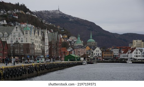 BERGEN, NORWAY - OCTOBER 18, 2018: Scenes From Bergen Harbor, An Old Hanseatic League City With A Thousand Years Of Maritime History.