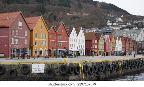 BERGEN, NORWAY - OCTOBER 18, 2018: Scenes From Bergen Harbor, An Old Hanseatic League City With A Thousand Years Of Maritime History.