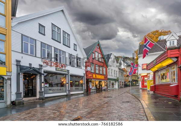 Bergen Norway October 2017 Shops Cafes Stock Photo (Edit Now) 766182586