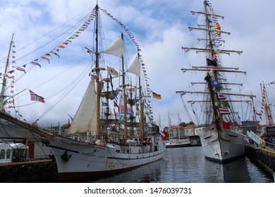 Bergen, Norway On 23.07.2019: Sailing Boats At Tall Ship Race 2019 In The Historical City Center Of The Old Hansa City Of Bergen