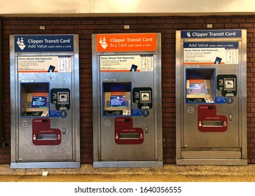 Berkeley, CA - Feb 8, 2020: BART Machines, Downtown Berkeley Station. Bay Area Rapid Transit (BART) Carries Commuters To And From San Francisco, The East Bay And San Mateo County.