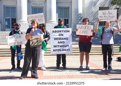 Berkeley, CA - March 8, 2022: Unidentified Participants At Rise Up 4 Abortion Rights Protest In Sproul Plaza At UC Berkeley, CA.