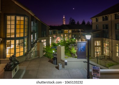 Berkeley, California - July 10 2009: The Night View Of Modern Campus Of Haas Business School In UC Berkeley, Which Is A Top Ranked School In The World.