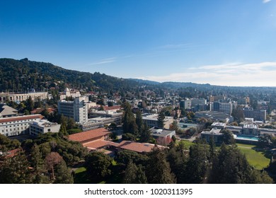 Berkeley, USA - January 3 2011: The skyline of the University of California, Berkeley campus and the neighborhood viewed from the top of Sather Tower.