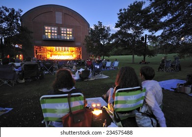 Berkshires, MA, USA - July. 25. 2010: Summer Concert At Ozawa Hall, Tanglewood Music Festival, Berkshires, State Of Massachusetts, USA