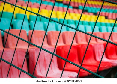 Berlin, 2019, April, 05, Colorful Seats For The Spectators In The Friedrich Ludwig Jahn Sportpark