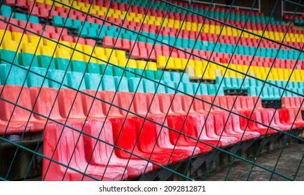 Berlin, 2019, April, 05, Colorful Seats For The Spectators In The Friedrich Ludwig Jahn Sportpark