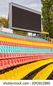 Berlin, 2019, April, 05, Colorful Seats For The Spectators In The Friedrich Ludwig Jahn Sportpark