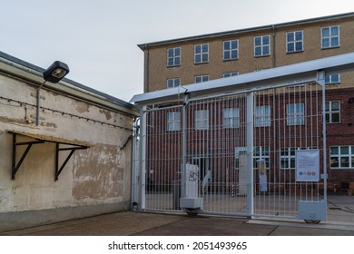 Berlin 2021: Entrance gate of the Stasi prison in Hohenschönhausen. The former central pre-trial detention center of the GDR's Ministry of State Security (MfS) is now a memorial site with a museum.