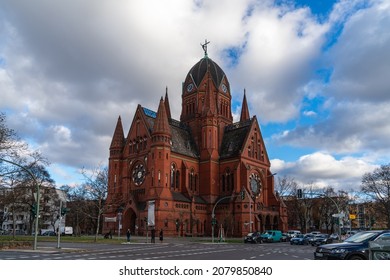 Berlin 2021: The Holy Cross Church (Heilig-Kreuz-Kirche) is a Protestant church in the Kreuzberg district of Berlin.  It was built between 1885 and 1888 according to plans by master builder J. Otzen.
