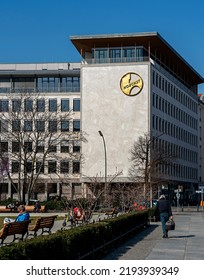 Berlin, 2022, June, 22, Advertising Sign Of The Pharmaceutical Company Hoechst, High-rise Building Hardenbergstrasse, Charlottenburg