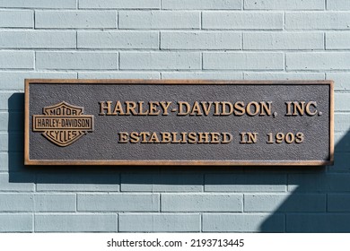 Berlin 2022: Logo Of The Company Harley-Davidson Inc. The Motorcycles Of The Brand Enjoy Cult Status In Motorcyclist Circles Many Times. 