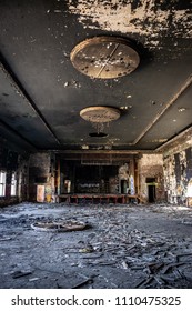 BERLIN - APRIL 21, 2018: Derelict ballroom in abandoned Cisch Club.