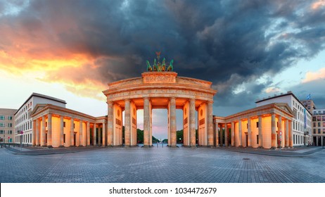 Berlin, brandenburg at sunrise, Germany