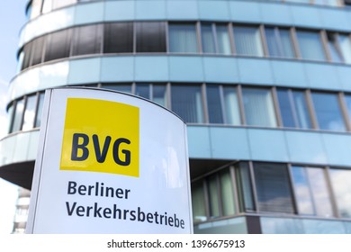 Berlin, Brandenburg/germany - 12 02 19: Berliner Verkehrsbetriebe Bvg Sign Berlin Germany