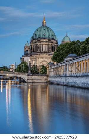 The Berlin Cathedral and the river Spree at dusk