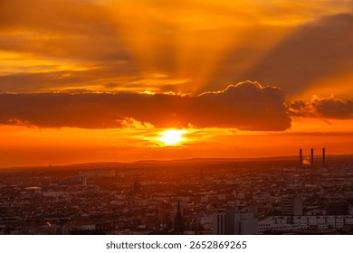 Berlin cityscape in dramatic sunset 