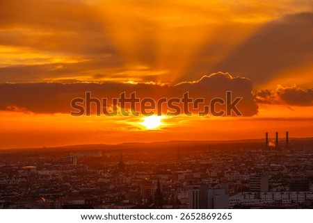 Berlin cityscape in dramatic sunset 