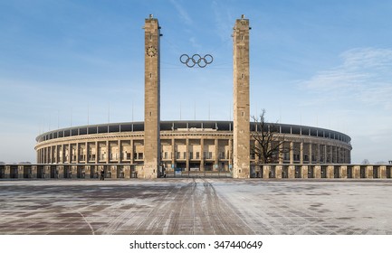 BERLIN, February 1, 2014: Exterior View Of Berlin's Olympia Stadium, Built For The 1936 Summer Olympics., In Berlin, Germany 