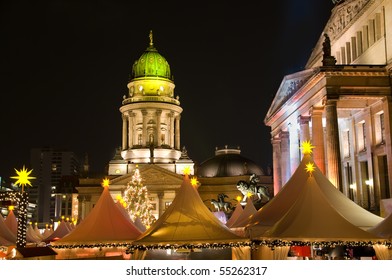 Berlin Gendarmenmarkt Christmas Market At Night