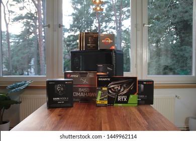 Berlin, Germany - 02.12.2019: Be Quiet! Themed, All Black Gaming PC Build. 
Dark Rock 4, Pure Wings 2, Gigabyte RTX 2060, MSI B450 Tomahawk.