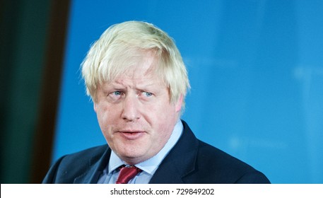 Berlin, Germany, 11-4-2017: Boris Johnson, Secretary of State for Foreign and Commonwealth Affairs, at the Foreign Ministry in Berlin