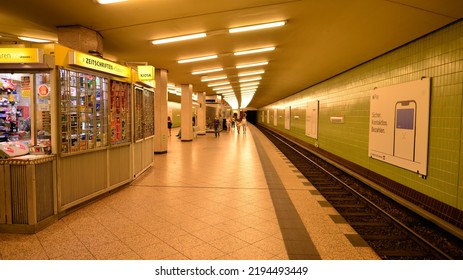 Berlin, Germany. 16 August 2022. The Interior Of The Kurfürstendamm Metro Station