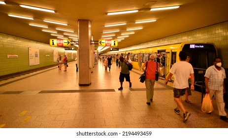 Berlin, Germany. 16 August 2022. The Interior Of The Kurfürstendamm Metro Station