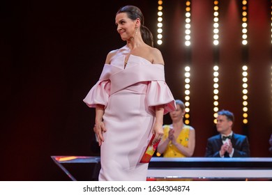 BERLIN, GERMANY: 16 February 2019: President of the International Jury Juliette Binoche is seen on stage at the closing ceremony of the 69th Berlinale International Film Festival