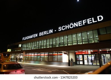Berlin, Germany - 19.03.2019: Schönefeld Airport At Night