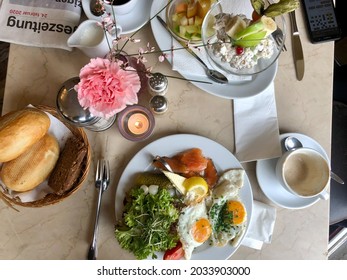 Berlin, Germany 20.02.2020: Brunch Spread At A Cafe In Berlin