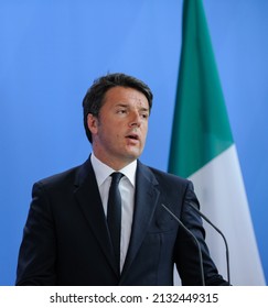 Berlin, Germany, 2016-06-27: Matteo Renzi Pictured At The German Chancellery