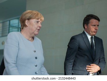 Berlin, Germany, 2016-06-27:Angela Merkel And  Matteo Renzi Pictured At The German Chancellery