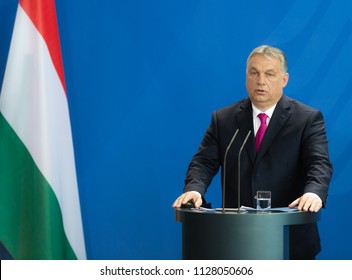 Berlin, Germany, 2018-07-05: Viktor Orbán, The Prime Minister Of Hungary, Answers Questions At The Press Conference  At The Federal Chancellery In Berlin