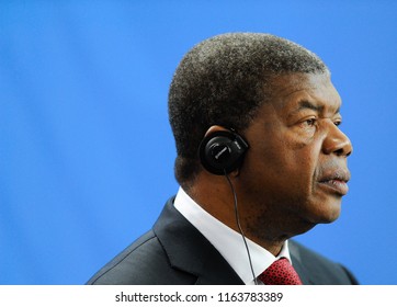 Berlin, Germany, 2018-08-22: The President Of Angola, João Lourenço Answers Questions At The Press Conference At The German Chancellery In Berlin